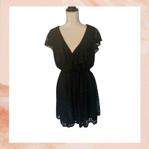 Trixxi Black Layered Lace Fit & Flare Mini Dress